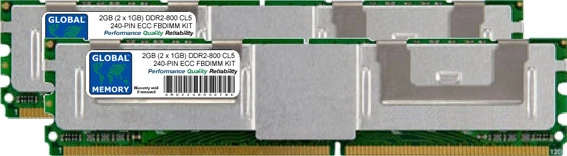 2GB 2x1GB DDR2 800MHz PC2-6400 240-PIN ECC FULLY BUFFERED FBDIMM SERVER RAM KIT - Image 1 of 1