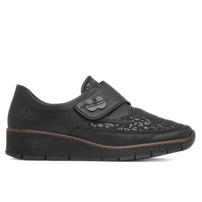 Rieker Womens Shoes Black Adults Ladies Wedge Easy Fasten Casual Antistress SIZE - Image 1 of 4