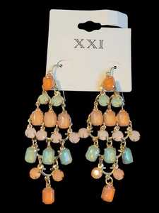 Forever 21 orecchini verde menta e pesca lampadario goccia  - Foto 1 di 4