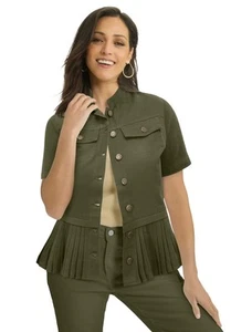 Jessica London Women's Plus Size Pleated Denim Jacket - Picture 1 of 6