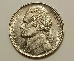 Moneda de 1 centavo vintage de níquel Jefferson 1993-D {circulada} de Estados Unidos - Imagen 1 de 3