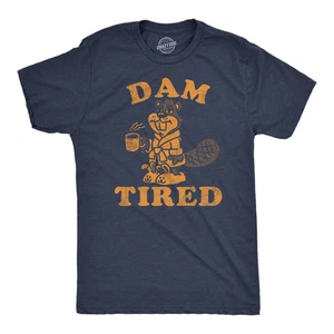 Camisetas divertidas para hombre Camiseta de novedad gráfica de castor sarcástico cansada para hombre - Imagen 1 de 7
