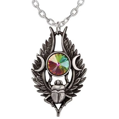 Alchemy Goth Dea Umbra Nili Beetle Dark Goddess of Nile Pendant Pagan Moon P995 - Image 1 of 2