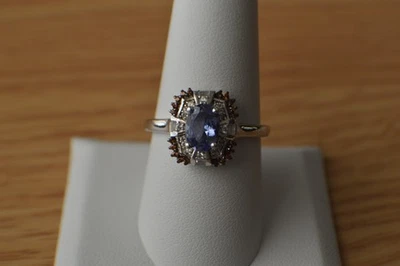 1.75ct Premium Tanzanite / Multi Zircon Ring Rhodium over Fine Silver Size 9 - Image 1 of 4