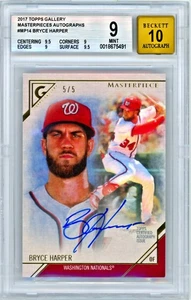 Bryce Harper 2017 Topps Gallery Masterpieces Autogramme 5/5 BGS 9/10 - Bild 1 von 2