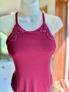 🌸 Mudd Girls Size 12 Tank Top Burgundy Crochet Trim - Free Shipping! 🌸 - Picture 1 of 7