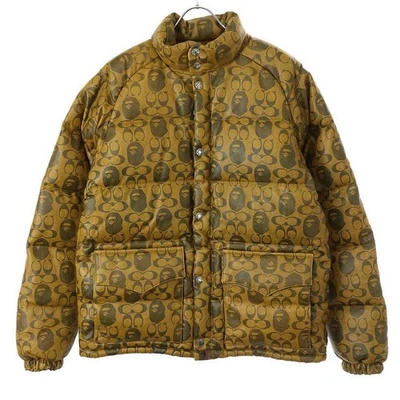 A BATHING APE x COACH ABACING LEATHER DOWN JACKET BROWN L Used MESC-0 - Image 1 of 4