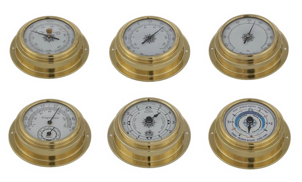 Maritime Messinstrumente: Barometer Thermometer Hygrometer oder Tidenuhr Messing - Bild 1 von 1