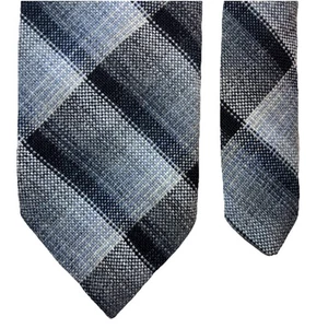 Corbata para hombre Wembley mezcla de lana negra gris a cuadros 3x55,5” delgada vintage años 70 80 usada en excelente estado - Imagen 1 de 8