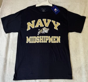 Champion Men’s Medium Navy Midshipmen Black Crew Neck Shirt, Bill the Goat, NWT - Picture 1 of 4
