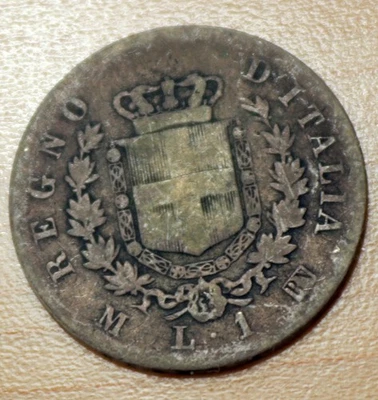 1867 Italy 1 Lira Silver - Image 1 of 2