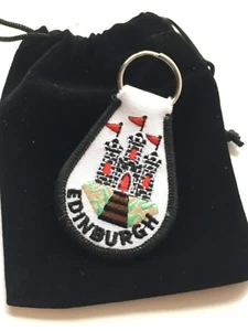 Edinburgh Castle Scotland Souvenir Embroidered Key Ring Fob with Gift Bag - Foto 1 di 4