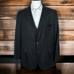 Merona Blazer Jacket Mens 48R Solid Black Three Button - Imagen 1 de 6