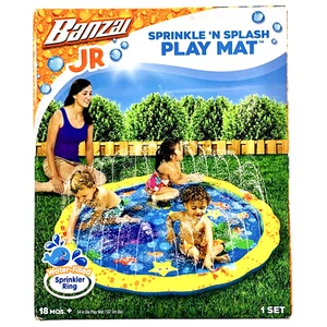 Banzai Jr Sprinkle N Splash Play Mat - 54" Kids Pool Water Filled Sprinkler Ring - Picture 1 of 4