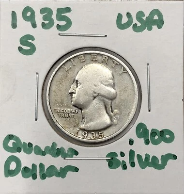 1935 S Washington .900 Silver Quarter Dollar - Key Date Low Mintage 3 - Image 1 of 4