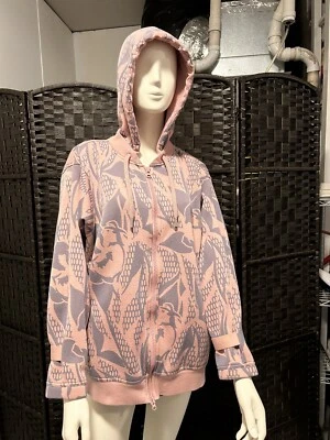 Adidas Stella Mccartney 100% Modal Rosa/Gris Cremallera Completa Sudadera con Capucha Talla L Foto 1 de 4