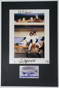 JIM CATFISH HUNTER & ED FIGUEROA Dual Signed Photo Matted w/Custom Nameplate BAS - Picture 1 of 4