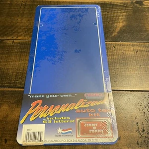 VINTAGE Personalize Blue Front TAG LICENSE PLATE letters SIGN NOS Retro 90s - Picture 1 of 3