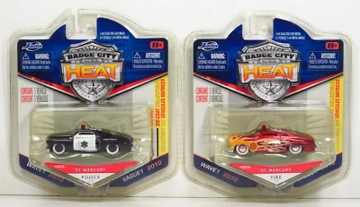 Jada Badge City Heat 1951 Mercury cupé coches de policía y bomberos lote de 2 pares 1:64 Foto 1 de 4
