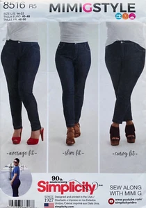 SIMPLICITY 8516 MIMI G SIZES 14-22 SKINNY JEANS SLIM/AVG/CURVY FIT UC/FF - Picture 1 of 3