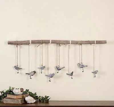 Arte de parede galho de pássaro pendurado chalé | Cabide de clipes para fotos memorando - Imagem 1 de 2