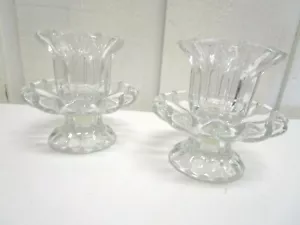 Juego de 2 portavelas votivas con clavija de vidrio transparente con soportes vintage - Imagen 1 de 3