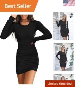 Slim Fit Black Tank Dress for Women - Scoop Neck Sleeveless Mini, Size Large - Picture 1 of 8