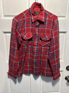Wool O The West Shirt Men’s M Blue Red Plaid Flannel Wool Blend Long Sleeve VTG - Picture 1 of 11