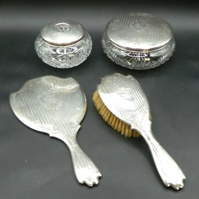 Alvin Sterling Silver Art Deco 4pc. Dresser Vanity Set - Image 1 of 4