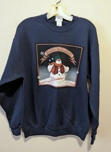Lee Sudadera Mujer Mediana Azul Blanco Navidad Muñeco de Nieve EE. UU. Nueva con etiquetas - Imagen 1 de 9