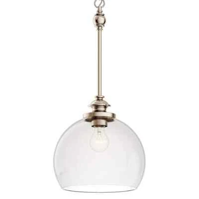 KICHLER Lecelles 1-Light Polished Nickel Globe Kitchen Pendant Hanging Light - Image 1 of 4