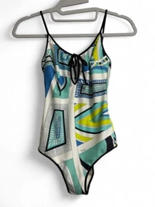 Costume intero Emilio Pucci colorato motivo geometrico schiena aperta donna 40 - Foto 1 di 14