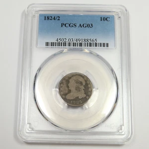 1824/2 PCGS AG3 - Silver Capped Bust Dime 10c US Coin #49941A - Picture 1 of 2