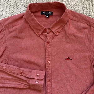 Vintage Y2K Atticus Small Red Oxford Shirt Button Front Deadbird Blink 182 2000s - Picture 1 of 9