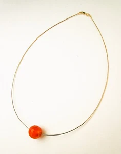 Halsreif  925 Silber vergoldet 1,0 mm 40 / 42 / 45 / 50 cm + 16 mm Karneol Kugel - Bild 1 von 5