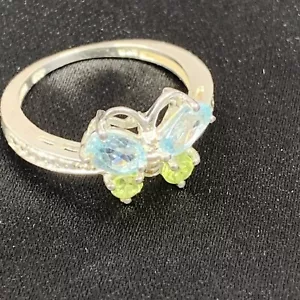anello con pietre preziose farfalla multicolore in argento sterling 925 misura 7 - Foto 1 di 7