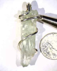 32.48ct Prasiolite Green Amethyst Crystal in Sterling Silver Forged Wrap Pendant - Picture 1 of 4