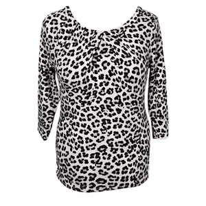 ANN TAYLOR Animal Leopardenmuster Top Shirt Größe M schwarz weiß - Bild 1 von 7