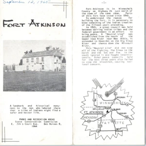 1965 Winneshiek County, Iowa Fort Atkinson folleto publicitario mapa indios 1G - Imagen 1 de 5