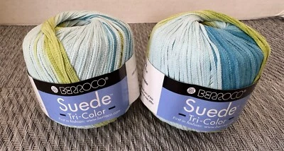 Berroco Gamuza Tricolor Hilo Color #3791-Azul y Verde 1.75oz/120 yardas Lote de 2 Foto 1 de 4