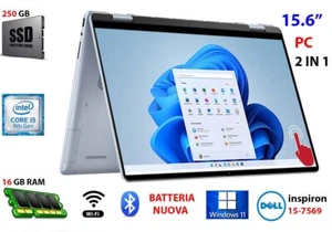 DELL notebook 2 in 1 ssd 256 ram 16GB i5 6 th WIFI computer PC windows11 TOUCH - Foto 1 di 13