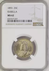 :1893 25C Columbian Exposition Commemorative Quarter Bright NGC MS62 Rarity R2 - Picture 1 of 2