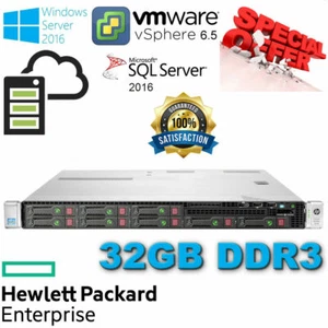 HP ProLiant DL360e Gen8 2x E5-2440 v2 16-Core 32GB DDR3 2x120GB SSD P822/2GB - Picture 1 of 5