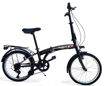 Bicicletta Pieghevole Madicks Folding 20" Nero Con Cambio 6v Unisex City Bike - Immagine 1 di 4