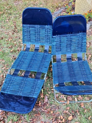 Chaise tumbonas de vinilo tubo de gelatina "azul/verde azulado" césped playa ¡nunca usadas! Foto 1 de 4