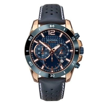 Sekonda Mens 45mm Watch Chronograph Leather Strap RRP £99.99 - Image 1 of 4
