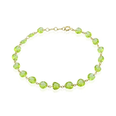 Solid 14K Yellow Gold Genuine Drilled Peridot Bracelet Jewelry August Birthstone - Image 1 of 4