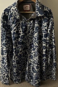 Joe Browns Long Sleeve Shirt Floral Blue & White 2XL Mens - Picture 1 of 3