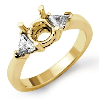 0.36 Ct Three Stone Trillion VS1 Diamond Setting Engagement Ring 14k Gold Yellow - Image 1 of 2