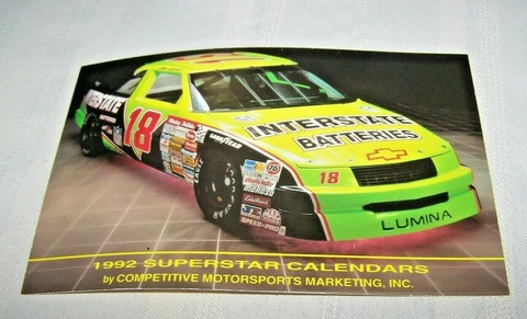 1992 Dale Jarrett #18 Interstate Batteries Post card Cover